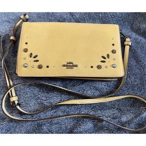 Coach Hayden Yellow Leather Foldover Crossbody with Prairie Rivets